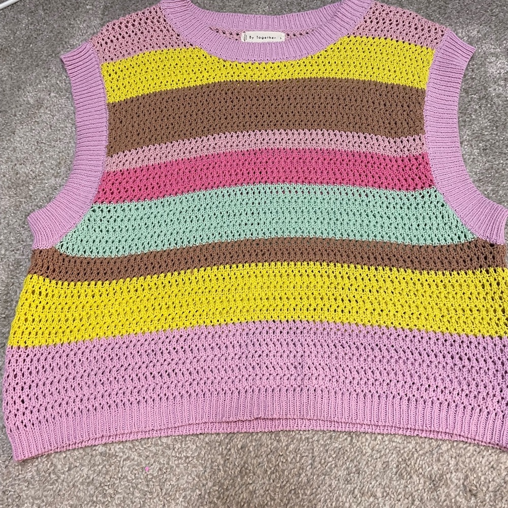 By Together Lavender Knit Crochet Sleeveless Top